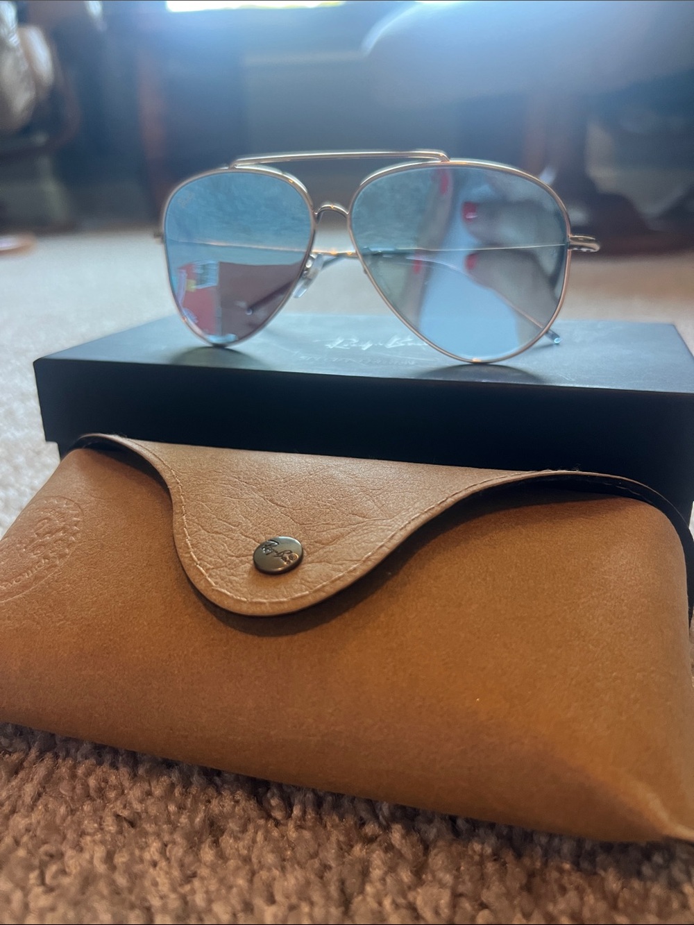 Ray ban reverse pilot aviator sunglasses 59mm grey gold